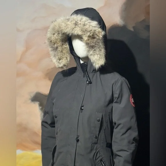 Canada Goose Kensington Graphite Hooded Down Coat with Fur Trim